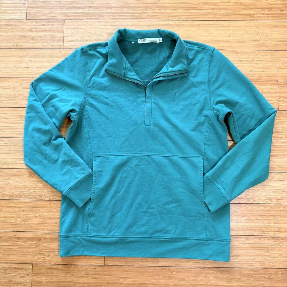 Criquet Emerald Green Quarter Zip Pullover S Mens Golf Preppy Pocket